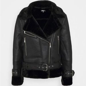 Misguided Vegan Leather & Faux Shearling Fur Moro jacket